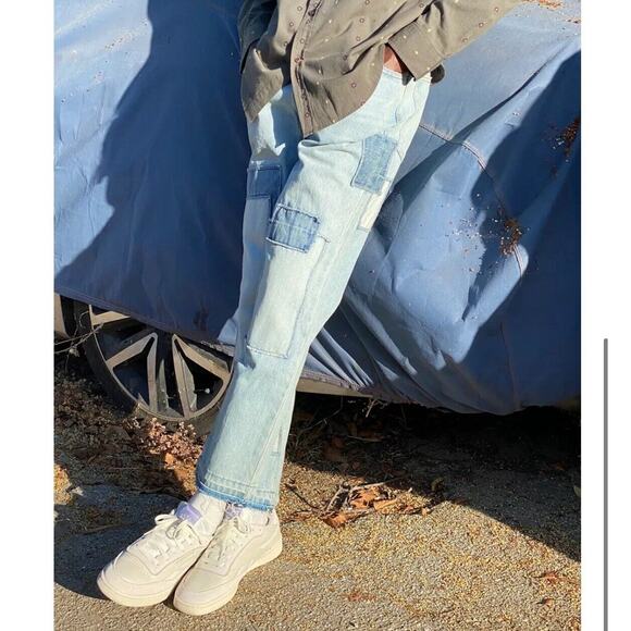 BDG Other - BDG Jeans Men's 33 x32 Patchwork Distressed Hem Blue Dad Slim Tapered